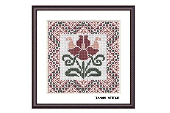 Art Nouveau Flower Ornament Cross Stitch