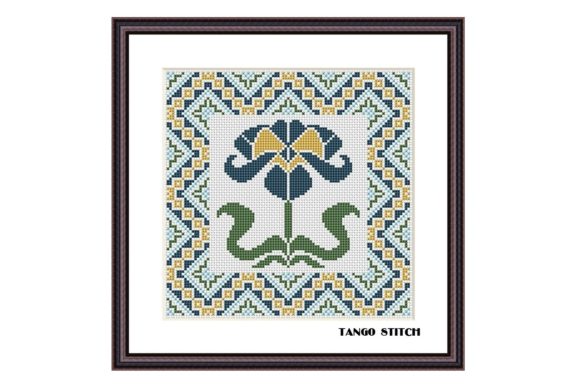 Art Nouveau Iris Flower Cross Stitch