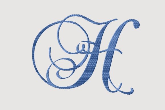 Monogram H Cursive Script Letter