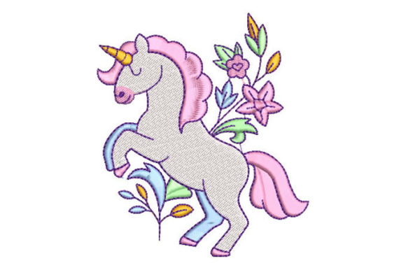 White Unicorn with Flowers
