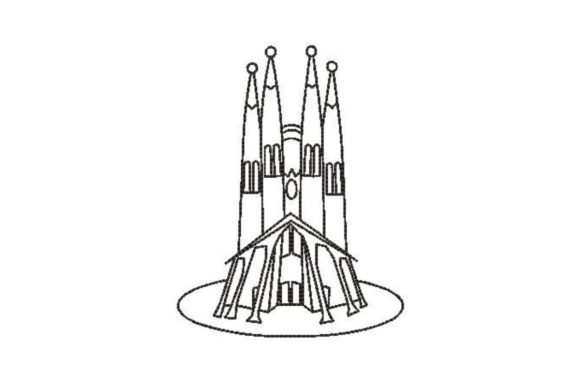 World Landmark Coloring Design Sagrada Familia